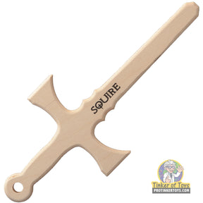Wooden squire dagger toy, featuring a handle and blade design for Magnum Rubber Band Guns 009SQR