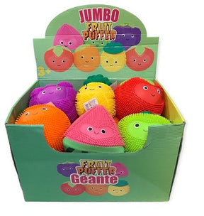 Assortment of colorful, squishy fruit-shaped stress balls in a green box for Handee NV3608
