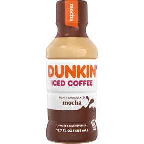 Dunkin' Iced Coffee Mocha beverage in a brown plastic bottle for Coca-Cola 152922