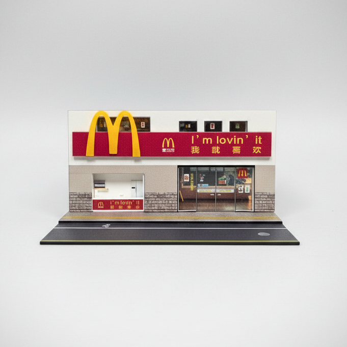 Light-Up McDonald’s Storefront Diorama Scene For 1:64 Diecast