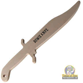 Wooden Bowie knife with "BOWIE KNIFE" engraved on the blade for Magnum Rubber Band Guns 023BWKNF