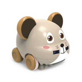 Cute, light brown pet robot toy with large ears and wheels for Jupiter Creations 17014