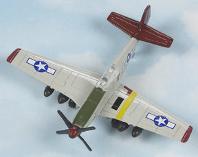 Model P-51 Mustang airplane toy with red tail and propeller for HotWings 17105