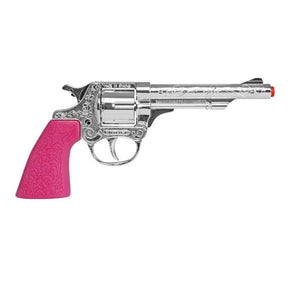 Pink and silver diecast revolver cap gun with holster for Gonher 180/2F