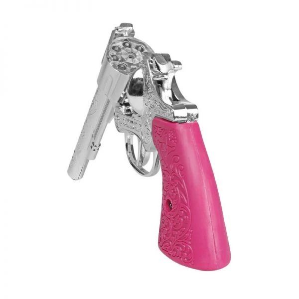 Woman's Raspberry Revolver Cowgirl Pink Revolver 8 Shot Diecast Cap Gun & Holster Set - Steel & P ...