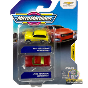 Two die-cast car sets: 1950 Chevy Bel Air and 1959 Cadillac Coupe Deville for MicroMachines MMW0266