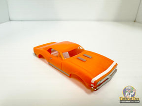Orange and white striped 1967 Camaro slot car for Model Motoring MM02061, front view
