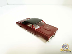 Maroon 1967 GTO slot car with vinyl top for Model Motoring MM06050, front view