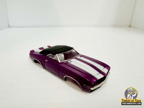 Purple and white striped 1969 Camaro RS convertible slot car for Model Motoring MM07071, front view
