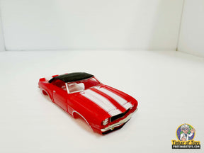 Red and white striped 1969 Camaro RS convertible slot car for Model Motoring MM07101, front view