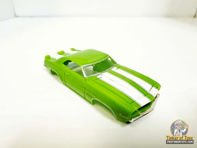 Green and white striped 1969 Camaro Z/28 slot car for Model Motoring MM08041, front view