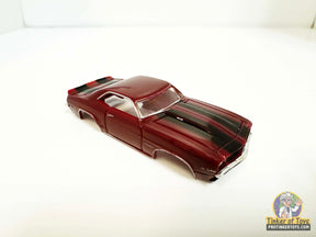 Maroon and black striped 1969 Camaro Z/28 slot car for Model Motoring MM08052, front view