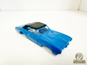 Blue slot car of a 1969 GTO convertible for Model Motoring MM09020, front view
