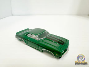 Dark green 1969 Yenko Camaro slot car with black stripes for Model Motoring MM12032, front view