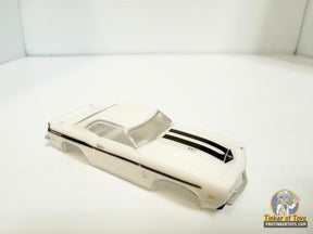 White 1969 Yenko Camaro slot car with black racing stripes for Model Motoring MM12082