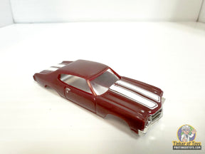 Maroon and white striped 1970 Chevelle SS slot car for Model Motoring MM13051, front view