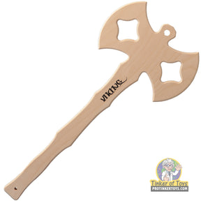 Wooden Viking axe toy with a handle, suitable for imaginative play for Magnum Rubber Band Guns 012VKNG