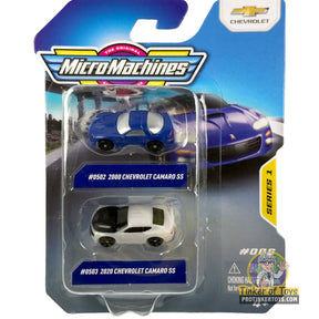 Two die-cast Camaro models: 2000 and 2020 Chevrolet SS for MicroMachines MMW0271