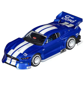 Blue and white Ford Mustang slot car with "Ford" script on the side for Carrera 20027751
