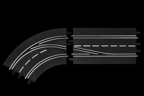 Lane change curve diagram showing a left turn transitioning to a straight path for Carrera 20030362