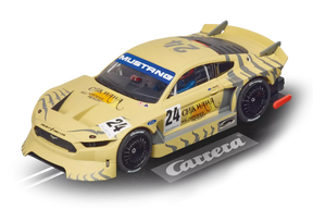 Yellow Ford Mustang race car model with "Chikawa" decals for Carrera Evolution 20027668