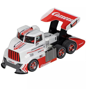 White and red race taxi model with trailer, ready for track play for Carrera Digital 132 20031092