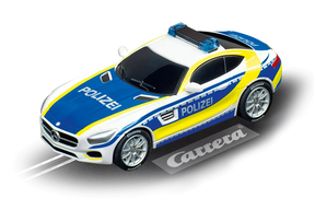 Blue and white police car model with "POLIZEI" lettering for Carrera 20064118