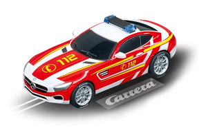 Red and white race car toy with "112" markings for Carrera 20064122