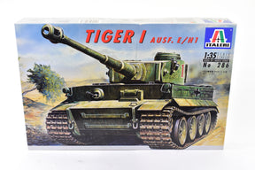 Model kit box art: Tiger I Ausf. E/H1 tank model for Italeri