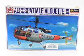 Scale model kit box art featuring an Alouette III helicopter for Fujimi 5A46