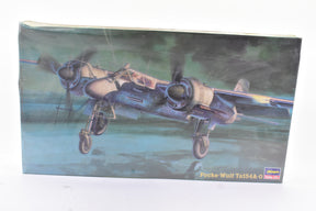 Model kit box art showing a Focke-Wulf Ta154A-0 aircraft in flight for Hasegawa 51216