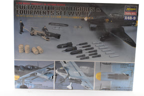 WWII Luftwaffe pilot figures and equipment set for 1/48 scale model building for Hasegawa 36009