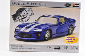 Dodge Viper GTS model kit box art showing the assembled blue car for Testors