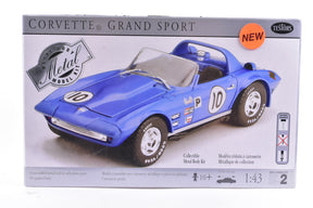 Blue model kit of a Corvette Grand Sport sports car for Testors