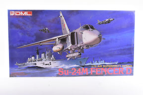 Su-24M Fencer D model kit box art with aircraft and ship for Dragon