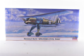 Heinkel He51 model kit box art showing the plane in flight for Hasegawa 00726