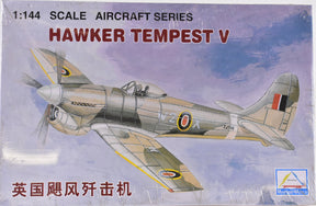 Hawker Tempest V model kit box art showing the aircraft in flight for Mini Hobby