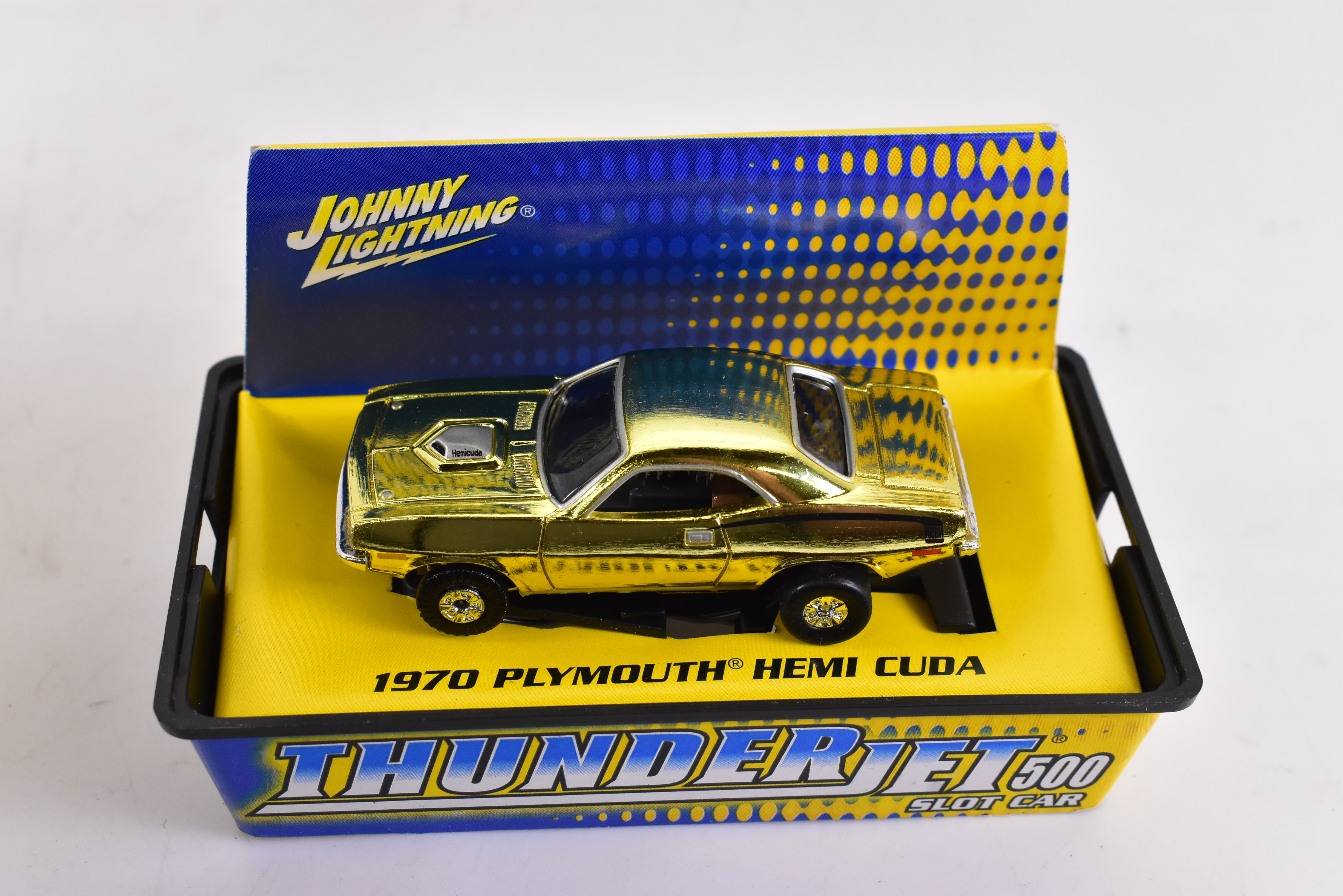 1970 Plymouth Hemi Cuda Gold Chrome ThunderJet 500 Chassis Ho