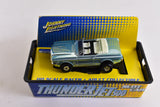 1965 Ford Mustang Convertible L Blue Chrome ThunderJet 500 Chassis Ho Scale Racer | 341-1 | Auto World
