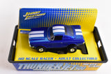 1965 Fastback Ford Mustang Blue Chrome ThunderJet 500 Chassis Ho Scale Racer | 341-4 | Auto World