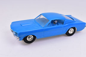 Blue 1/32 scale model of a 1965 Ford Mustang sports car for Eldon 1243-11