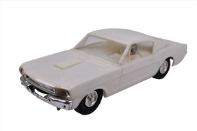 White 1965 Ford Mustang 1/32 scale slot car model for Eldon 1243-11, front view