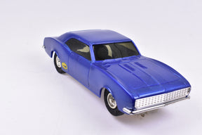 Blue 1965 Chevy Camaro slot car collectible toy for Eldon 1356-15, front view