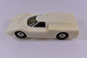 White Ford J slot car, 1/32 scale model, viewed from side for Eldon Slot Car 1350-14