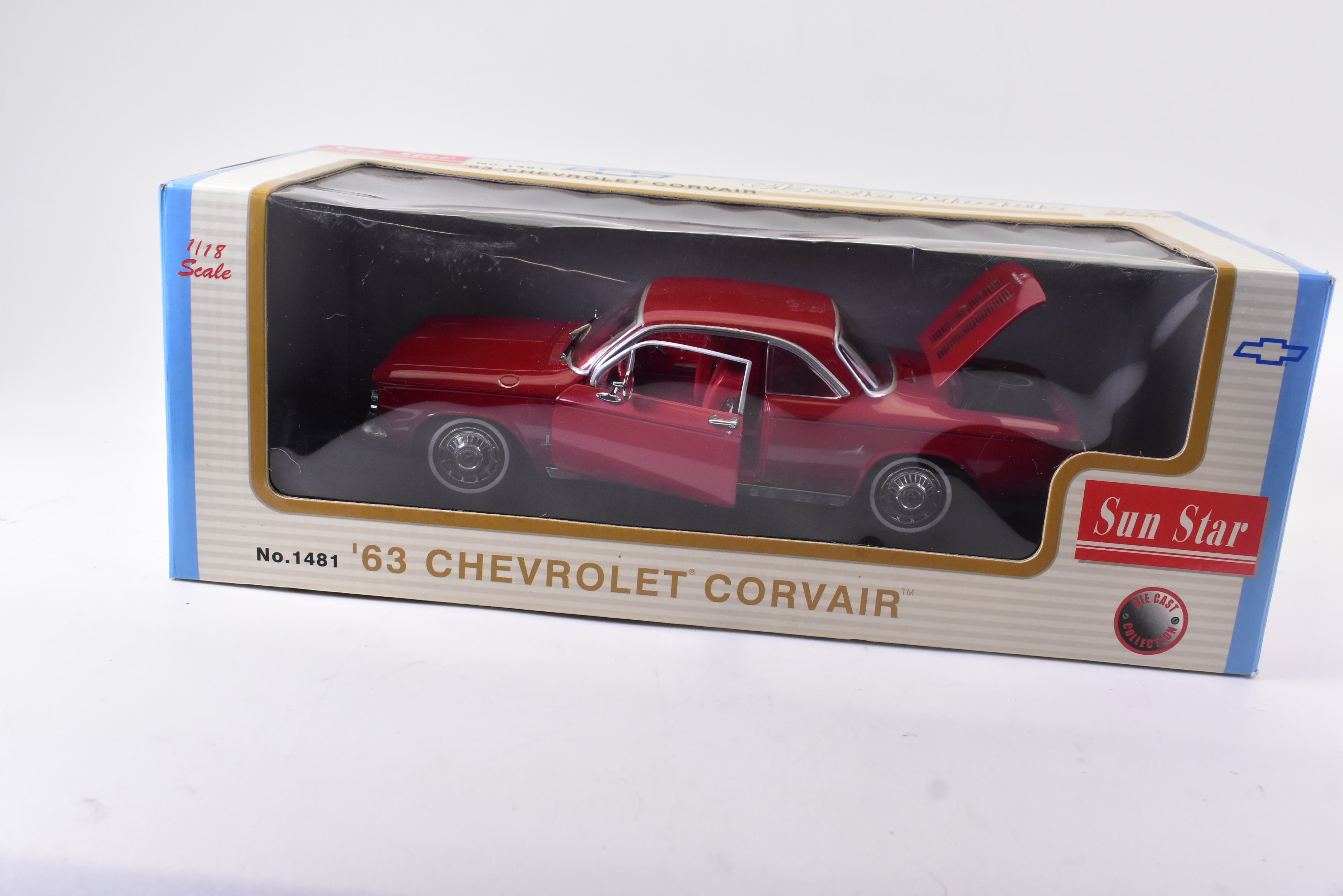 No54ミニカー1/18箱あり 63 CHEVROLET CORVAIR No. 54 Miniature Car 1