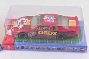 Red and gold Chiefs football car in clear display case for Action 32610