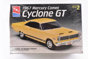 Yellow 1967 Mercury Comet Cyclone GT model kit box art for AMT 6750