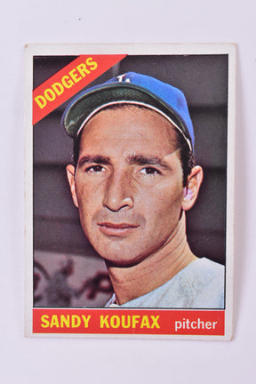 Sandy Koufax in a Dodgers uniform, baseball card from 1965 for TAH Collection Topps 100