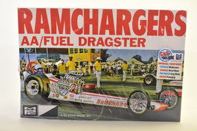 Model kit box art showing a dragster race car on a track for MPC MPC940