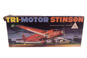 Model kit box art showing a red, vintage biplane in flight for Ideal Toy Corp 3722